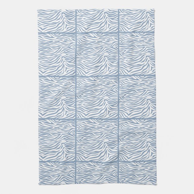 Rock Blue Safari Zebra, tiled design Kitchen Towel (Vertical)