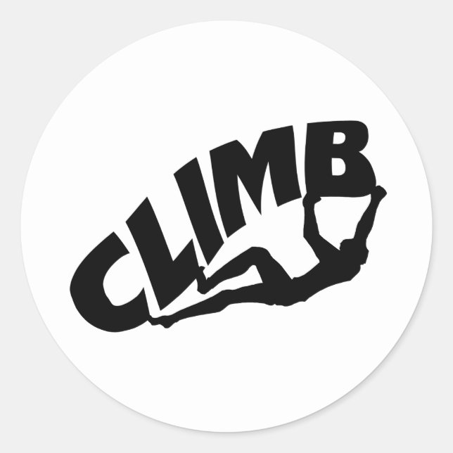 Rock Bouldering Climbing Silhouette Classic Round Sticker (Front)