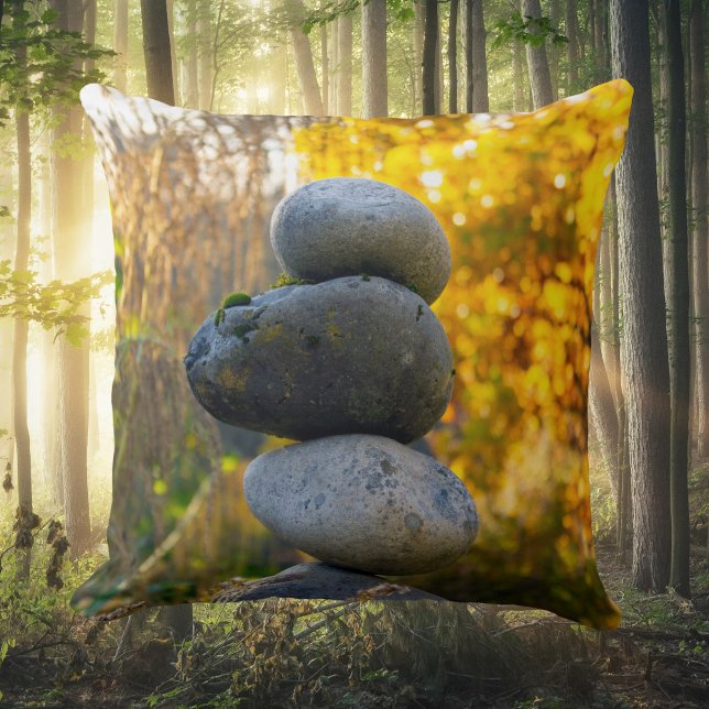 Rock Cairn Zen Throw Pillow (Creator Uploaded)