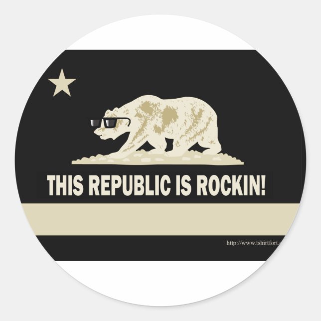 Rock California Republic Classic Round Sticker (Front)