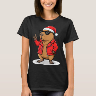 Rock Capybara Xmas Santa Men Women Kids Funny Ugly T-Shirt