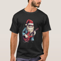 Rock Cat Playing Guitar Funny Christmas Santa Clau