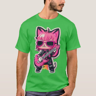 Rock Cat Playing Guitar Funny Guitar Cat (22) T-Shirt