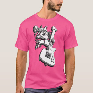 Rock Cat Playing Guitar Funny Guitar Cat (32) T-Shirt