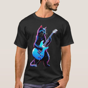 Rock Cat Playing Guitar Funny Guitar Cat T-Shirt