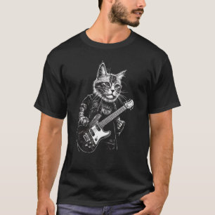 Rock Cat Playing Guitar I Funny Guitar Cat T-Shirt