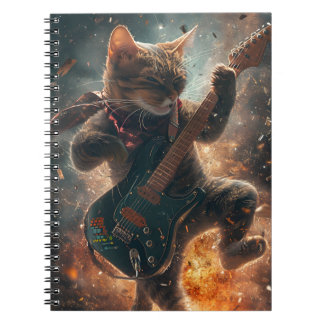 Rock Cat Playing Guitar Notebook