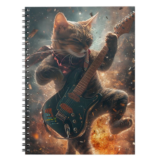 Rock Cat Playing Guitar Notebook (Front)