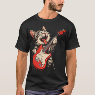 Rock Cat Playing Guitar T-Shirt