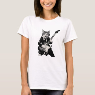 Rock Cat Playing Guitar T-Shirt
