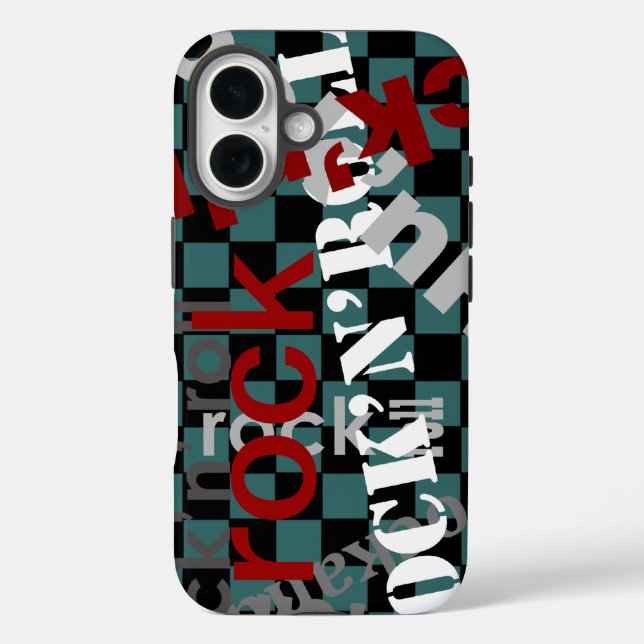 rock chequered typography Case-Mate iPhone case (Back)