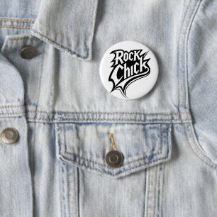 Rock Chick – Bold Black and White Typography 2 Inch Round Button