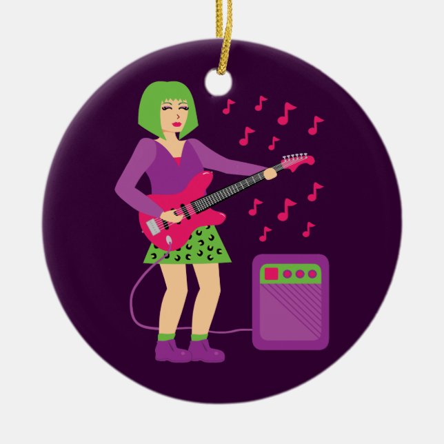 Rock Chick Ceramic Ornament (Front)