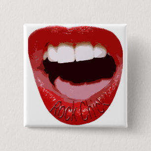 Rock Chick Lips 2 Inch Square Button