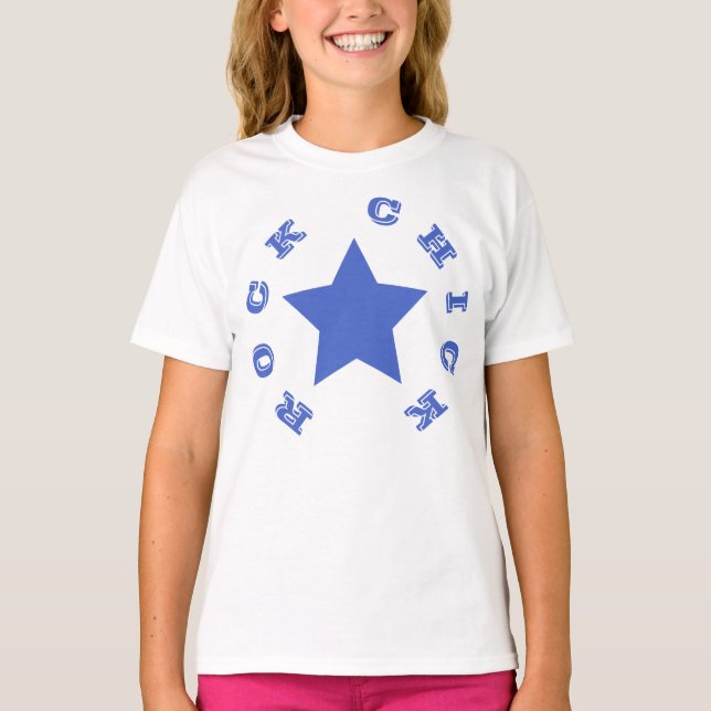 ROCK CHICK | Navy Blue Star Girls T-Shirt (Front)