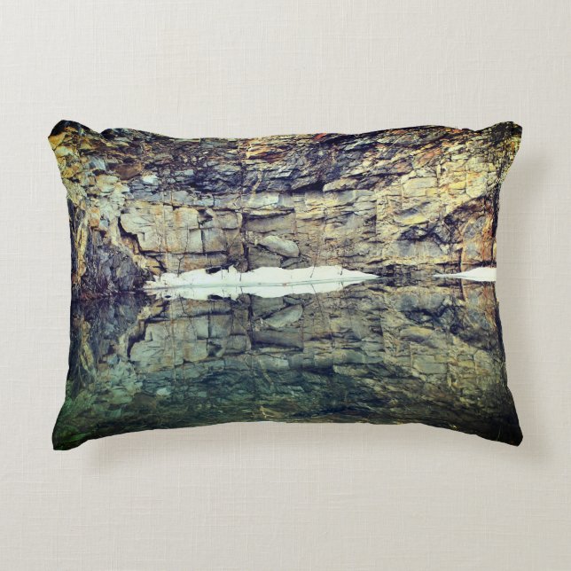 Rock Cliff Reflections In Pond 3  Accent Pillow (Front)