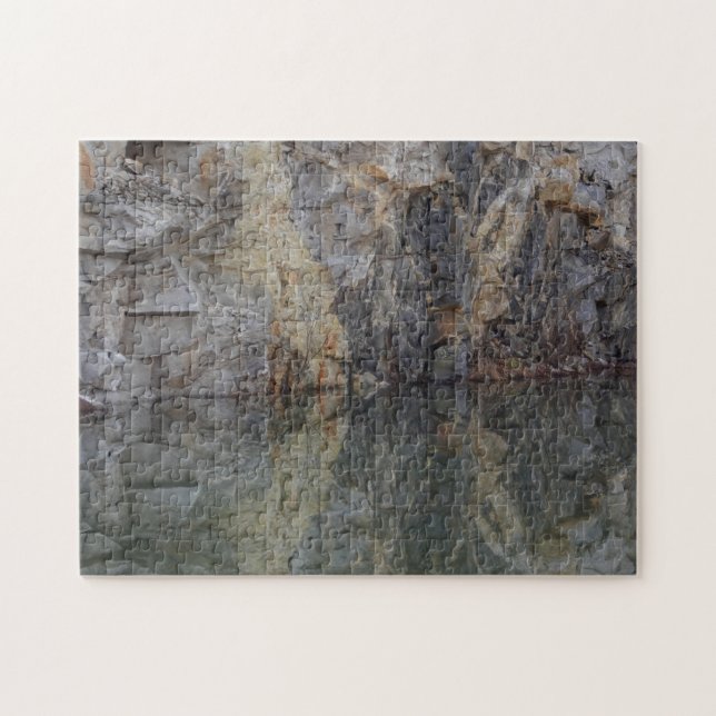 Rock Cliff Wall Reflections In Pond 2 Nature  Jigsaw Puzzle (Horizontal)