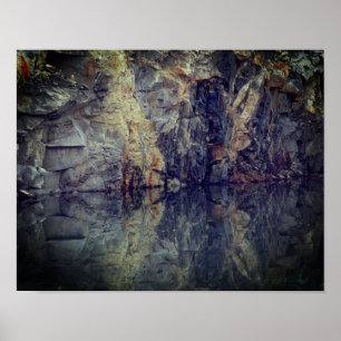 Rock Cliff Wall Reflections In Pond 2 Poster