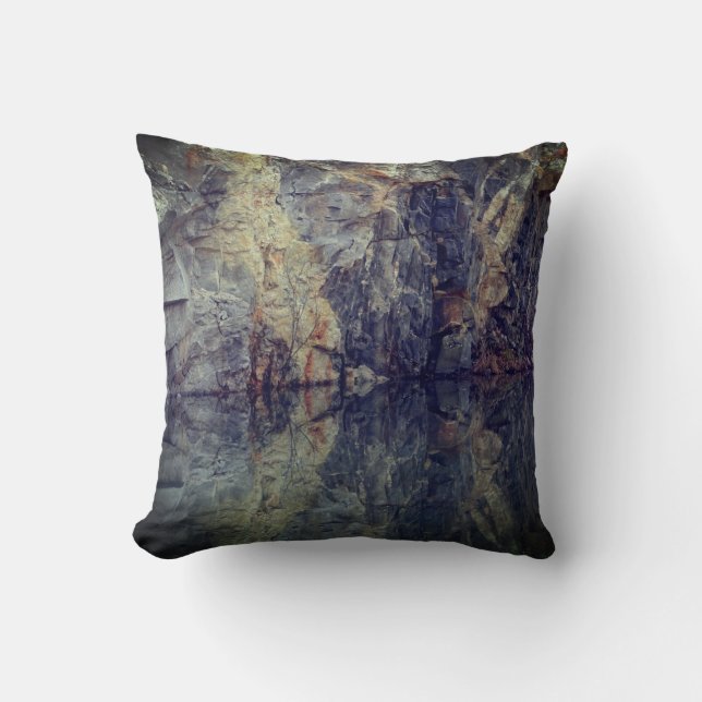 Rock Cliff Wall Reflections In Pond 2   Throw Pillow (Front)
