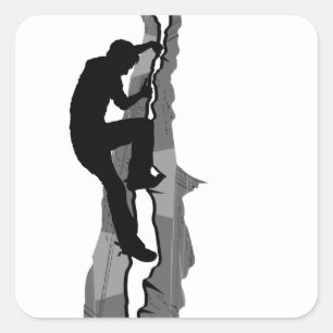 Rock Climber Bouldering Square Sticker