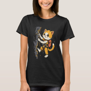 Rock climber Cat on Rock Climbing T-Shirt