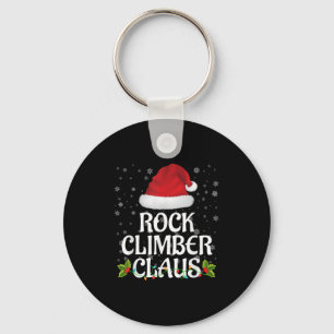 Rock Climber Claus Christmas Lights Pajama Family  Keychain