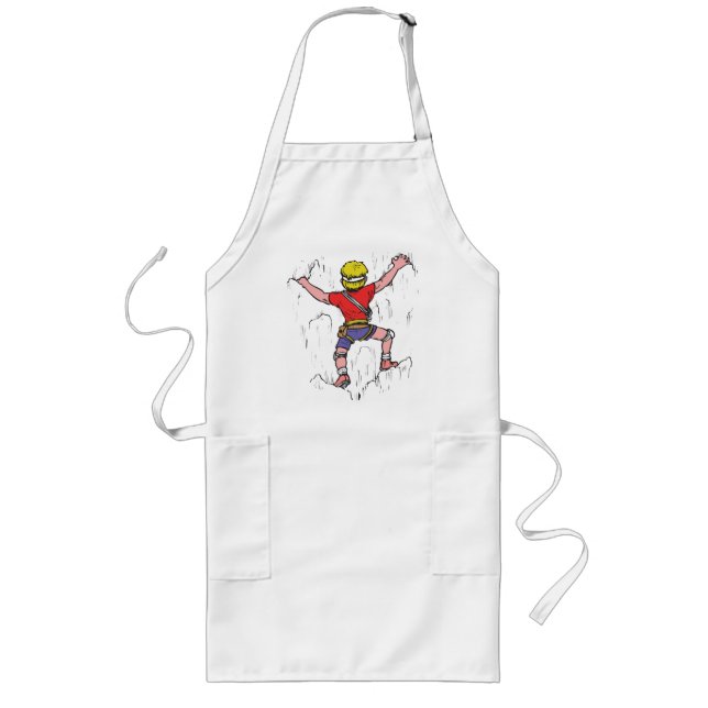 Rock Climber Climbing on T-Shirt Long Apron (Front)