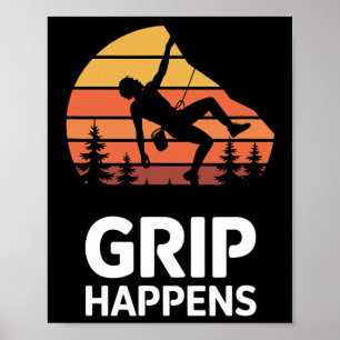 Rock Climber Funny Retro Bouldering Poster