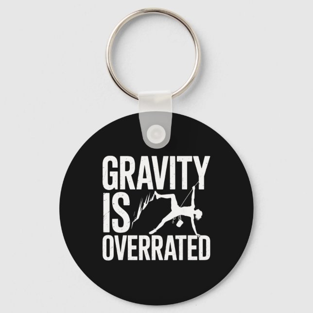 Rock Climber Gravity Funny Climbing Adventure  Keychain (Front)