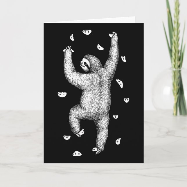 Rock Climber Indoor Wall Climbing Slow Sloth Funny Card (Front)