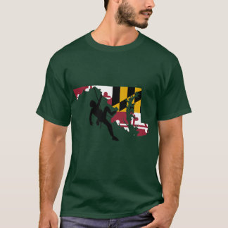 Rock Climber Man Afro Hair Maryland Flag black sil T-Shirt