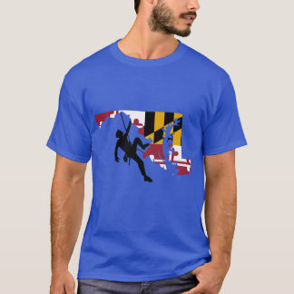 Rock Climber Man Maryland Flag black silhouette Ov T-Shirt