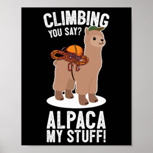 Rock Climber Mountain Bouldering I Alpaca Climbing Poster