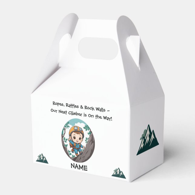 Rock Climber Outdoor Adventure Baby Boy Favor Box (Front Side)