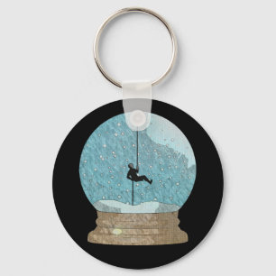 Rock climber rope repelling snow globe unique keychain