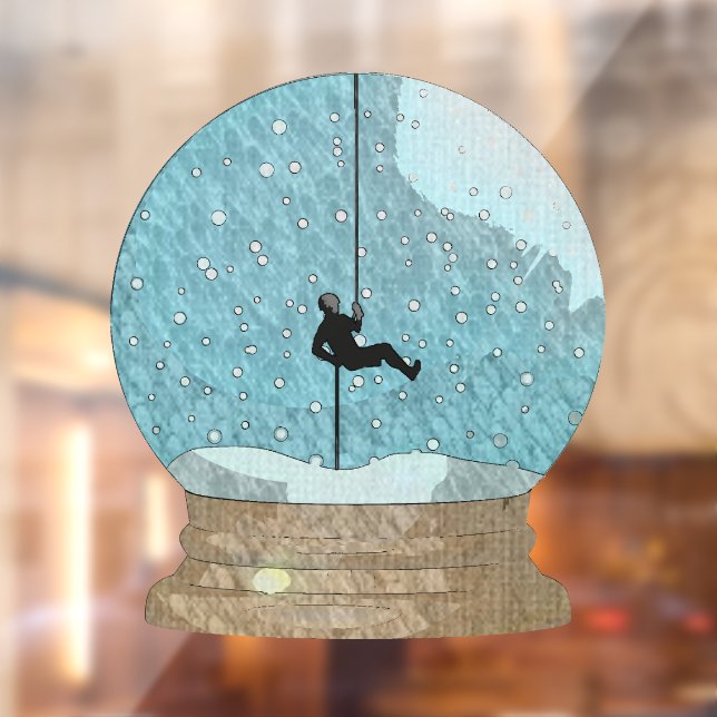 Rock climber rope repelling snow globe unique window cling (Sheet 2)