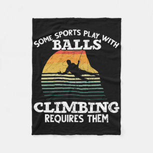 Rock Climber Some Sports Play With Climbing Retro Fleece Blanket