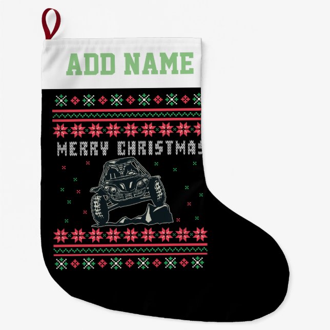 Rock Climber Ugly Christmas Sweater Large Christmas Stocking (Front)