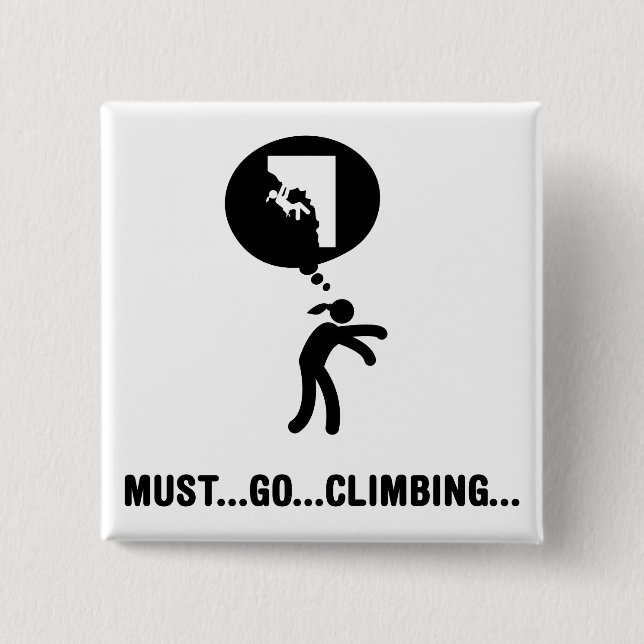 Rock Climbing 2 Inch Square Button (Front)
