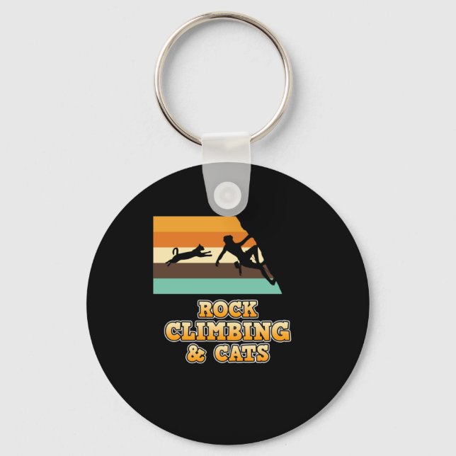 Rock Climbing And Cats Mountain Climber Lover Grap Keychain (Front)