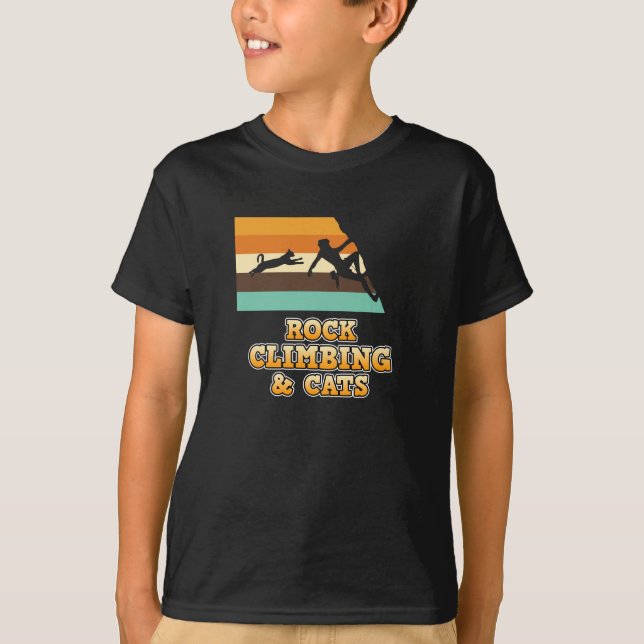 Rock Climbing And Cats Mountain Climber Lover Grap T-Shirt (Front)