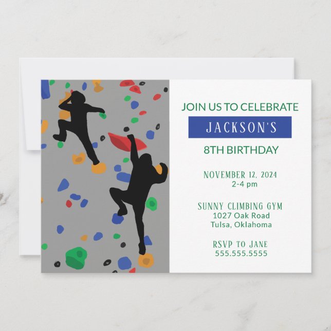 Rock Climbing Birthday Party Invitation (Front)