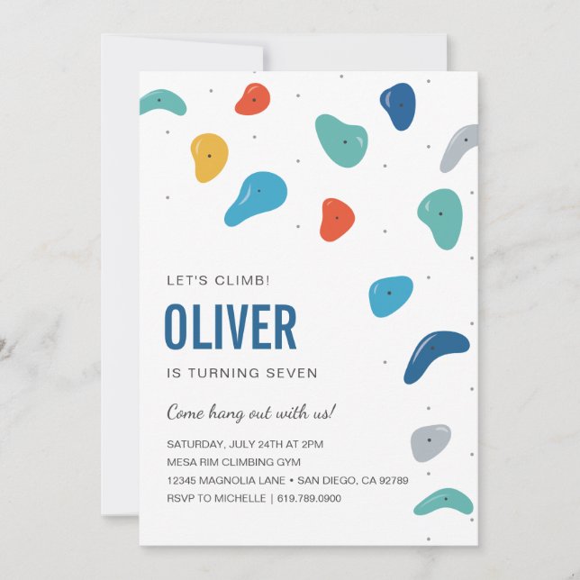 Rock Climbing Birthday Party Invitation (Front)