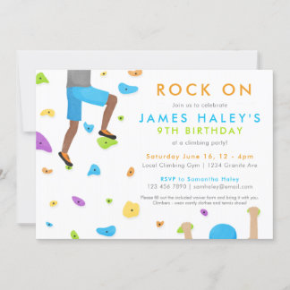 Rock Climbing Birthday Party Invitation - Rock on!