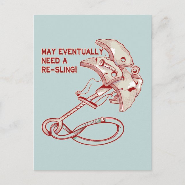Rock climbing cam re-sling postcard (Front)