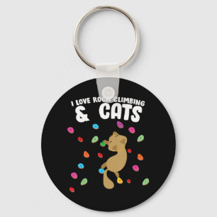 Rock Climbing & Cat Love Cute Birthday  Keychain