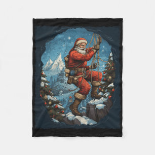Rock Climbing Christmas Fleece Blanket