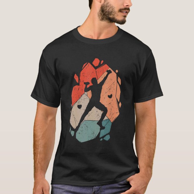 Rock Climbing Climb Vintage Climber Bouldering T-Shirt (Front)