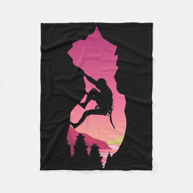 Rock Climbing Climber Bouldering Adventure Sunset  Fleece Blanket (Front)