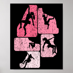 Rock Climbing Climber Bouldering Boulder Women Gir Poster